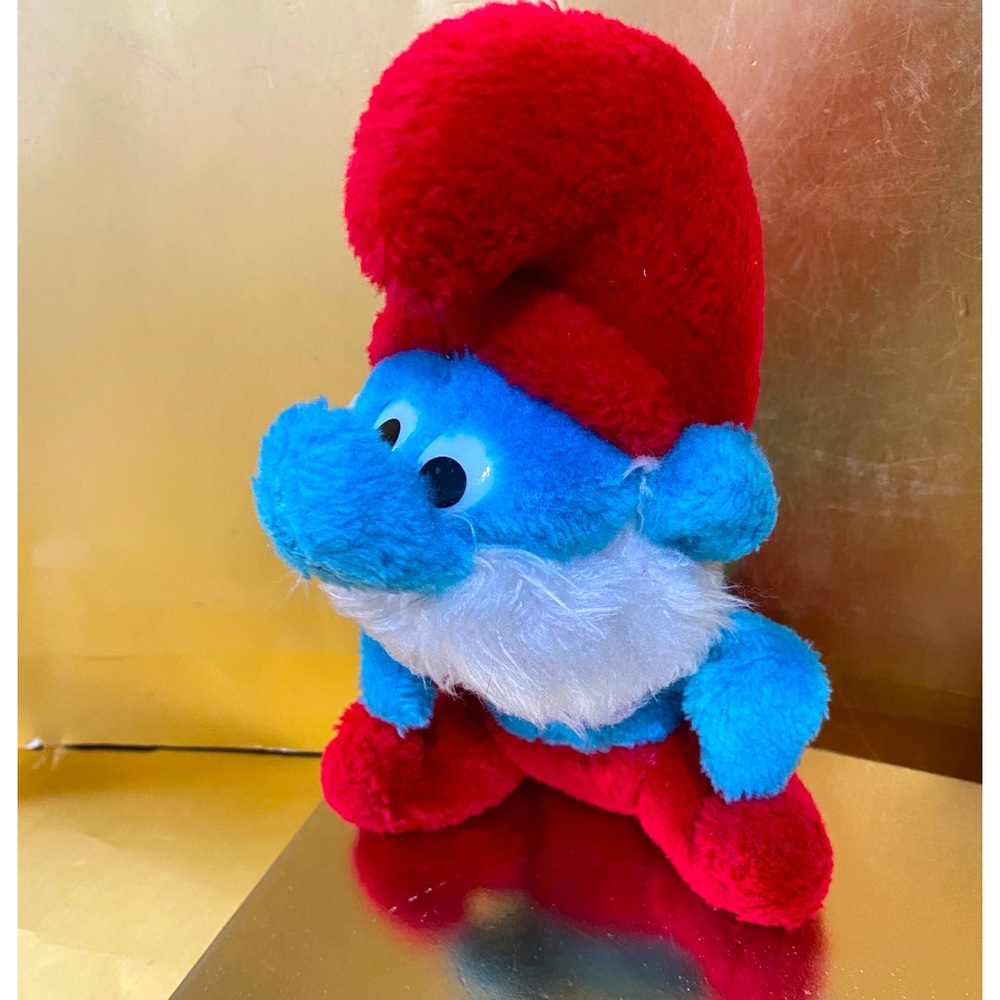 SMURF VINTAGE 1981 PAPPA SMURF PLUSH PEYO WALLACE BERRIES 8” SITTING POSITION